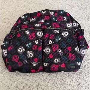 lug Quilted Black Baby Bag with Pink, White & Teal Floral Print